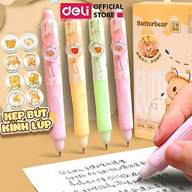 Bút Gel Bút Bi Nước Màu Pastel Phối Nhũ Ngòi 0.5mm Deli - Bút Bi Nước Mực Đều Viết Trơn Tru Văn Phòng Phẩm Cao Cấp - 2 Bút Gắn Charm