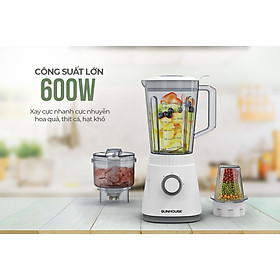 Máy xay sinh tố đa năng SHD5316, Công suất 600W, Bộ 3 cối xay (xay hoa quả - thịt cá - hạt khô), 3 chế độ xay phù hợp nhiều loại thực phẩm-Hàng chính hãng